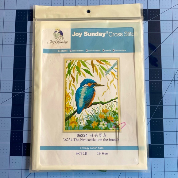 Joy Sunday Other - Joy Sunday Kingfisher Bird Settled on the Branch Counted Cross Stitch Kit